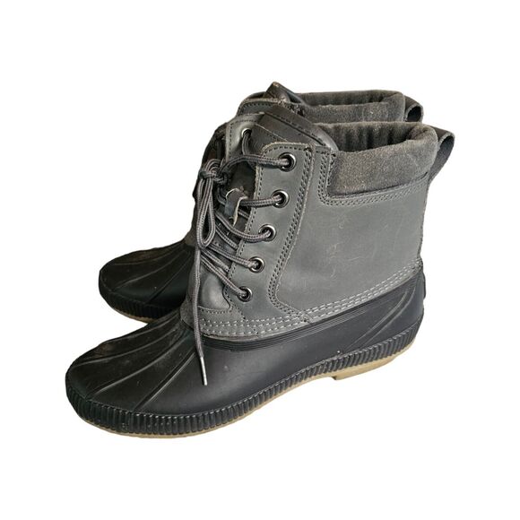 Tommy Hilfiger TM Charlie Water Resistant Leather Rubber Duck Boots Gray 8 - Picture 6 of 6